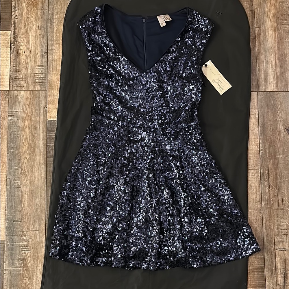 Elegant Navy Sequin Dress